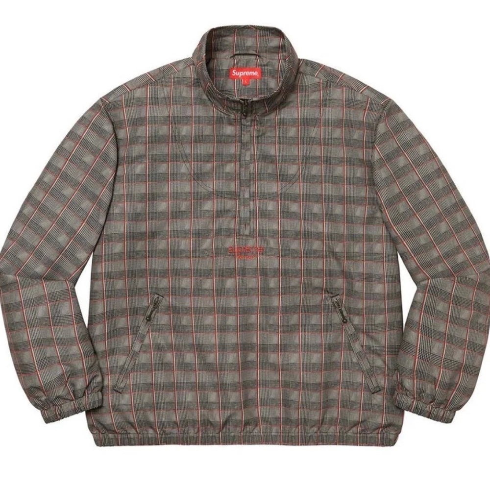 Supreme Gray and Red Plaid Jacket